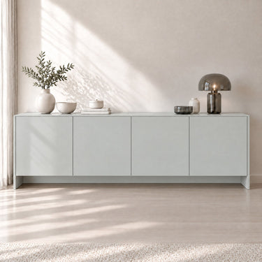 Gray matte Silk interieurfolie op dressoir in woonkamer